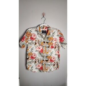 Tropical Corgi Vibes Short Sleeve Hawaiian Button-Up Shirt Hot Topic Men Size L
